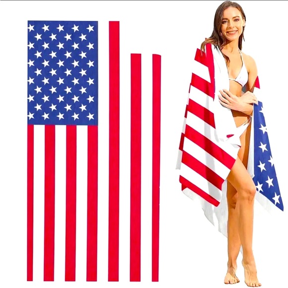 🇺🇸 American Flag Pattern Oversized Beach Towel - Picture 3 of 10
